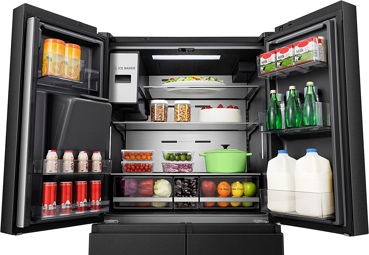 یخچال هایسنس ساید بای ساید مانتیور دار 32 فوت مدل RQ759N4IBU1 رنگ مشکی