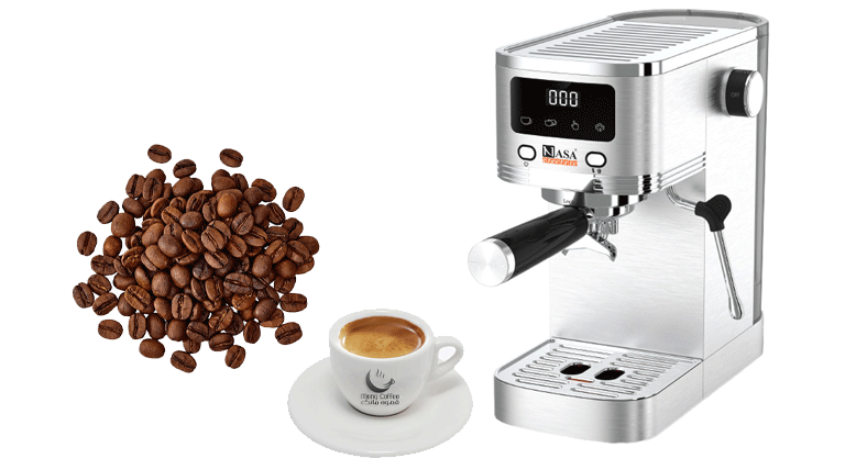 اسپرسوساز 1350 وات 20 بار ناساالکتریک NS-537 رنگ دودی و نقره‌ ای