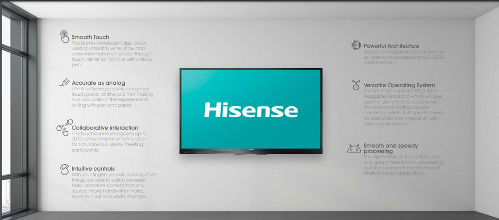 برد اینتراکتیو 65 اینچ هایسنس هوشمند مدل 65WR60AE