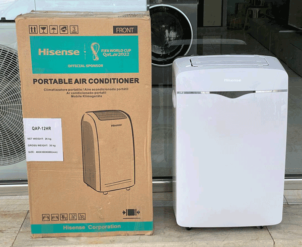 کولر گازی هایسنس 12000 پرتابل موتور T3 اینورتر دار QAP-12HW
