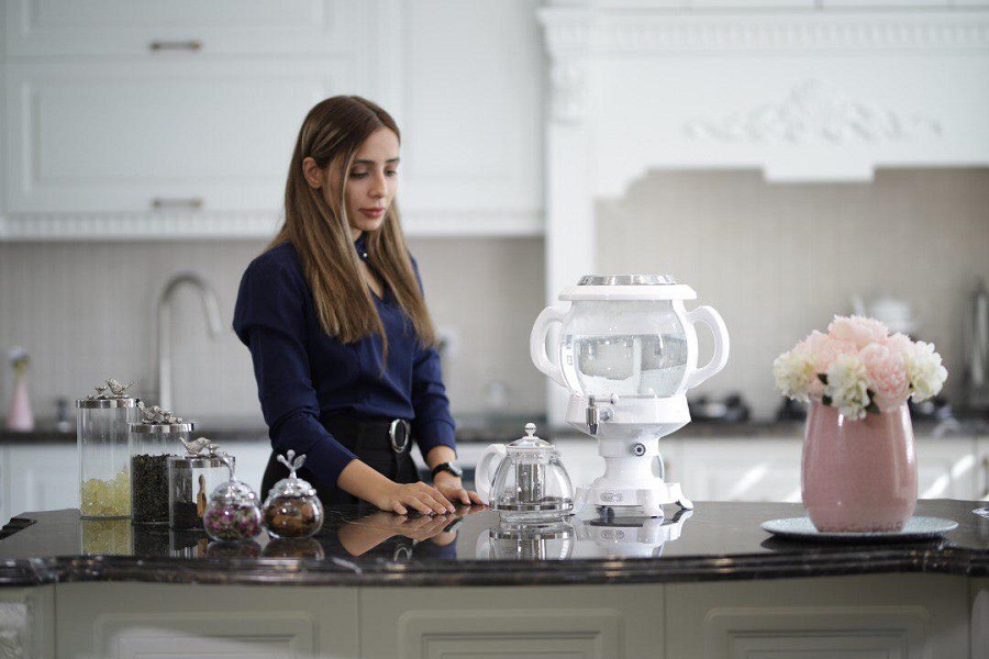 سماور برقی شیشه ای رومانتیک هوم SAM32W سفید