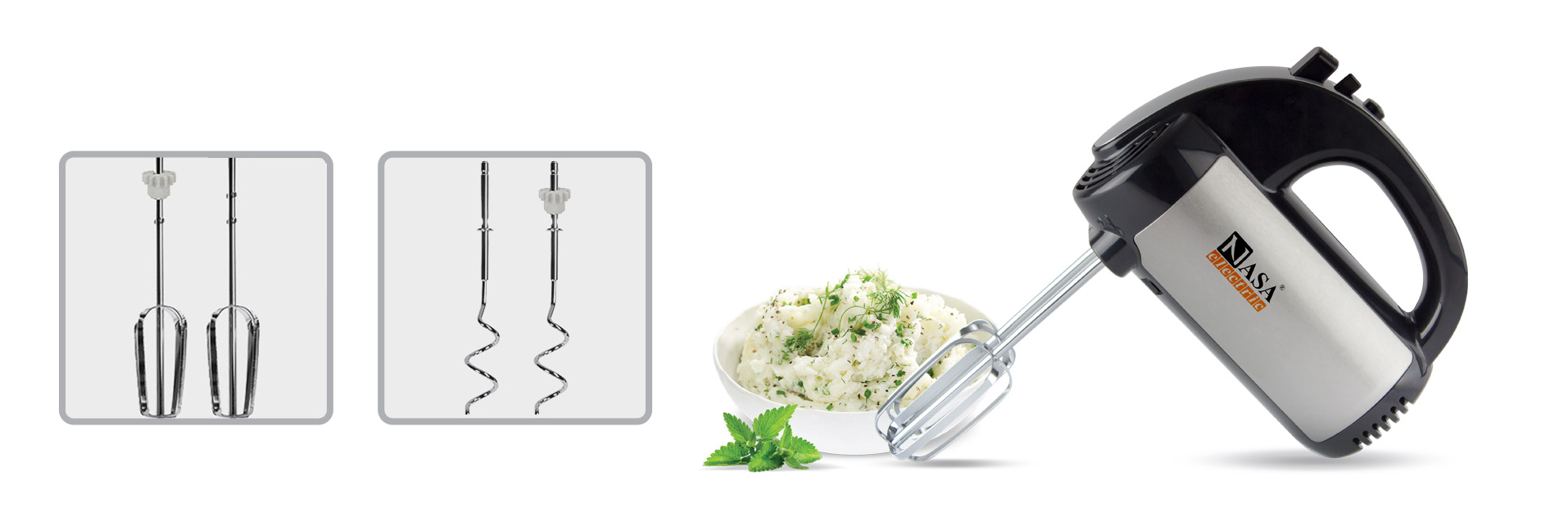 همزن دستی 400 وات ناساالکتریک NS-932B رنگ نقره ای همزن دستی 400 وات ناساالکتریک NS-932B رنگ نقره ای