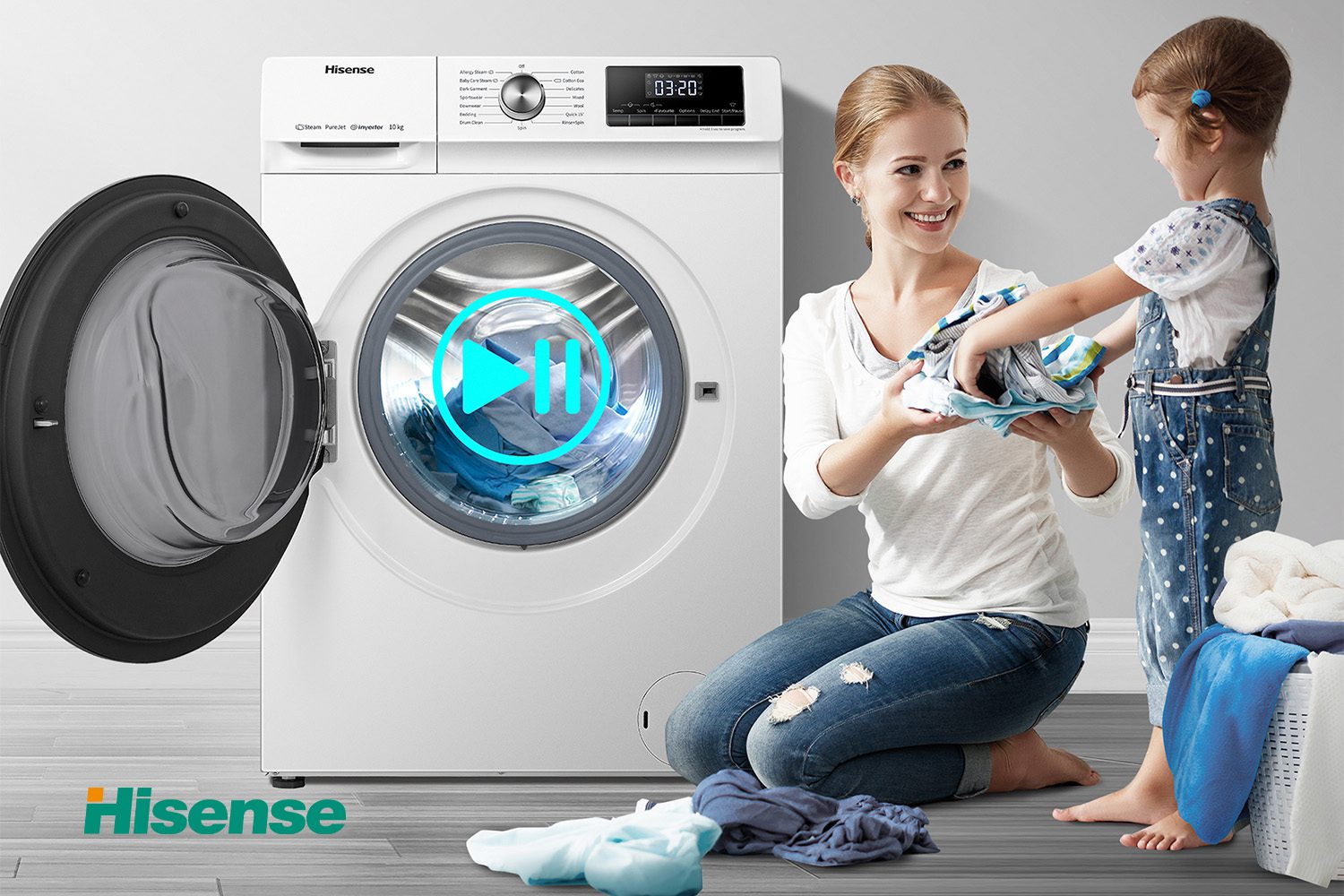 ماشین لباسشویی هایسنس 12 کیلوگرم سفید درب از جلو WFQY1214VJM