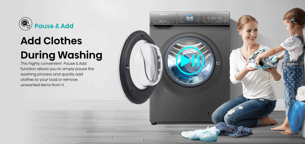 ماشین لباسشویی 128 کیلویی درب از جلو هایسنس WD5S1245B رنگ سفید و مشکی ساخت 2025 ماشین لباسشویی 128 کیلویی درب از جلو هایسنس WD5S1245B رنگ سفید و مشکی ساخت 2025