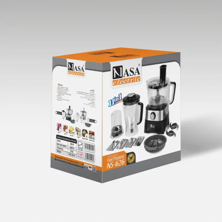 غذاساز 800 وات ناساالکتریک NS-626 رنگ سفید و مشکی