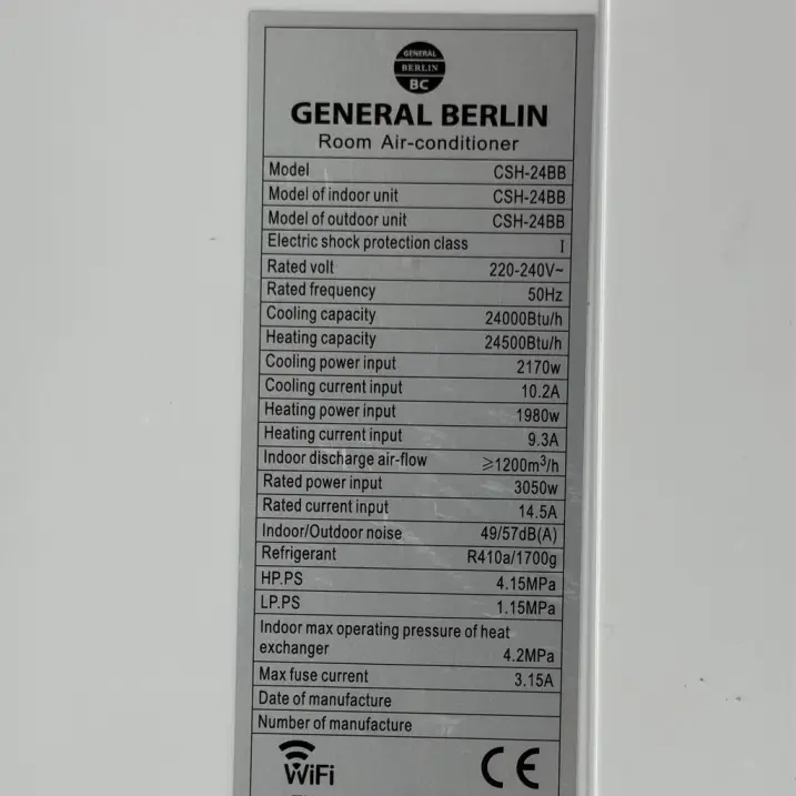 کولر گازی سرمایشی گرمایشی Wi-Fi روتاری 24000 بدون اینورتر T3 جنرال برلین CSH-24BB