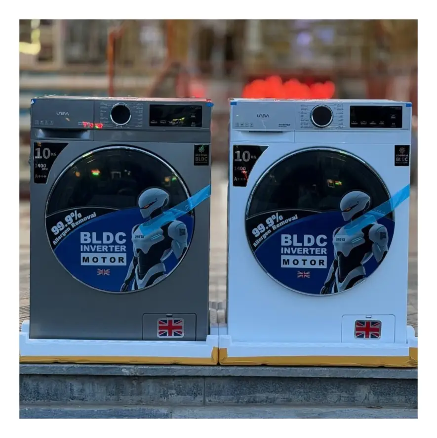 ماشین لباسشویی یونیوا 10 کیلو سری میلان UN-10DSBL MILAN رنگ سیلور و سفید