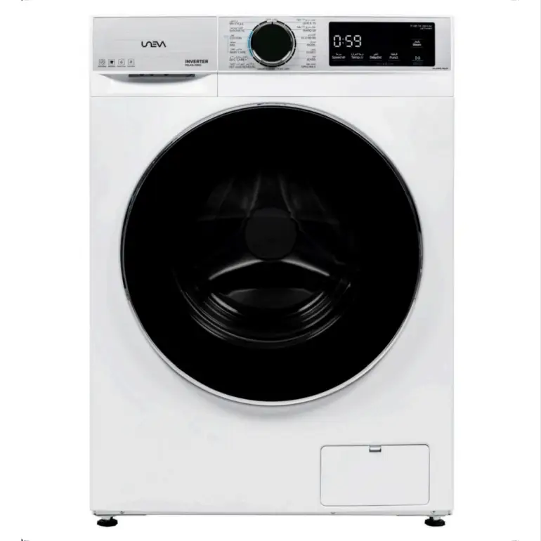 ماشین لباسشویی یونیوا 10 کیلو سری میلان UN-10DSBL MILAN رنگ سیلور و سفید