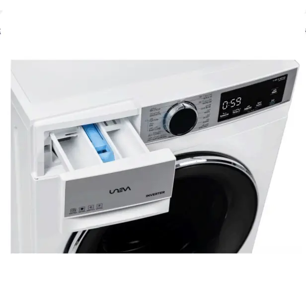 ماشین لباسشویی یونیوا 12 کیلویی سری میلان UN-12DSBL MILAN رنگ سفید و سیلور