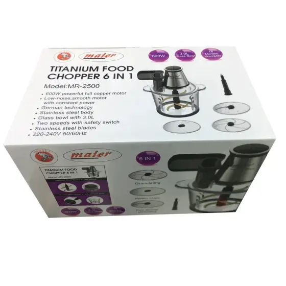 خردکن و سالاد ساز برقی 600 وات 4 تیغه مایر MR-2500