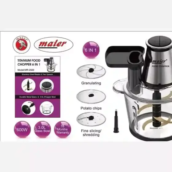 خردکن و سالاد ساز برقی 600 وات 4 تیغه مایر MR-2500