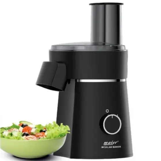 سالاد ساز و رنده برقی 800 وات 6 تیغه استیل مایر MR-1488 رنگ سفید و مشکی