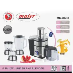 آبمیوه گیری 4 کاره 1200 وات مایر MR-8668 رنگ مشکی و سفید