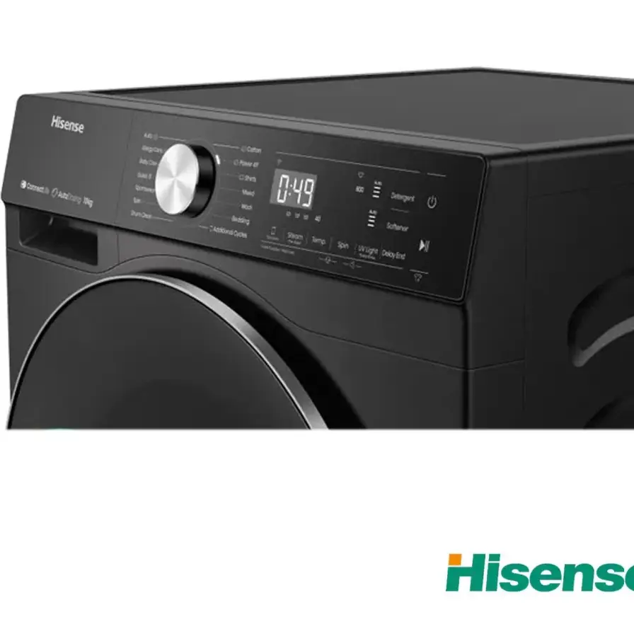 ماشین لباسشویی 128 کیلویی درب از جلو هایسنس WD5S1245B رنگ سفید و مشکی ساخت 2025