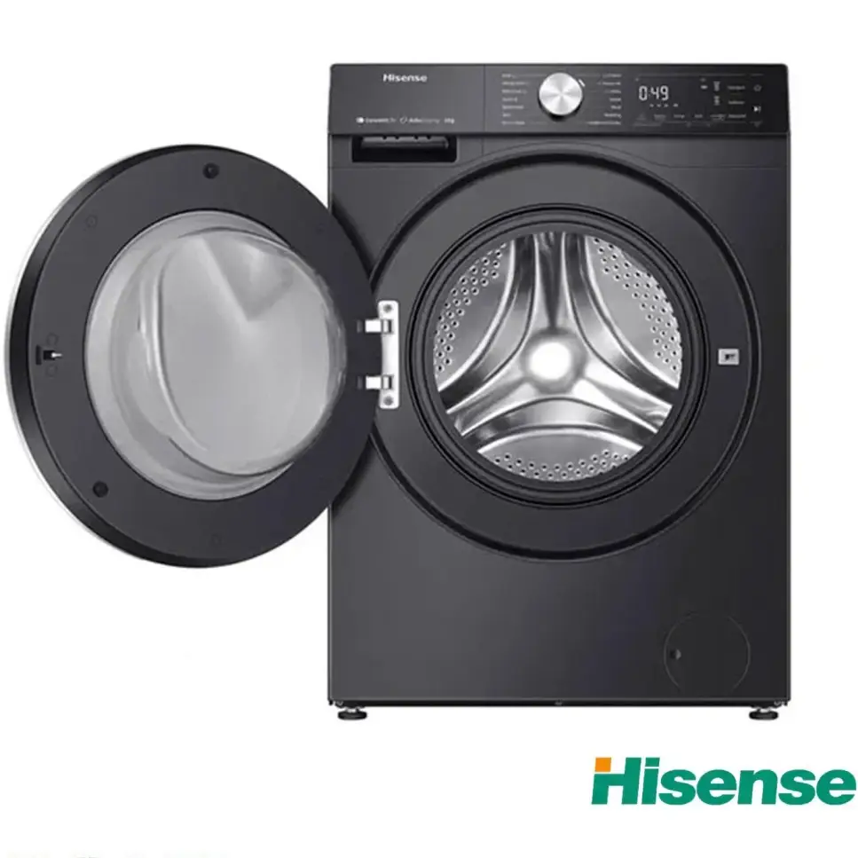 ماشین لباسشویی 128 کیلویی درب از جلو هایسنس WD5S1245B رنگ سفید و مشکی ساخت 2025