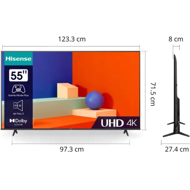 تلویزیون 55 اینچ 4K هایسنس 2023 مدل 55A62KS
