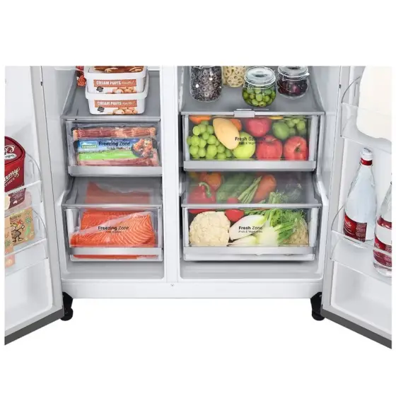 یخچال فریزر ساید بای ساید دو درب 24 فوت ال جی مدل GR-X267CSHS رنگ نقره‌ای