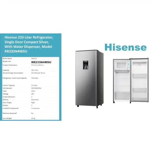 یخچال فریزر 12 فوت هایسنس مدل HISENSE RR233 دارای آب ریز
