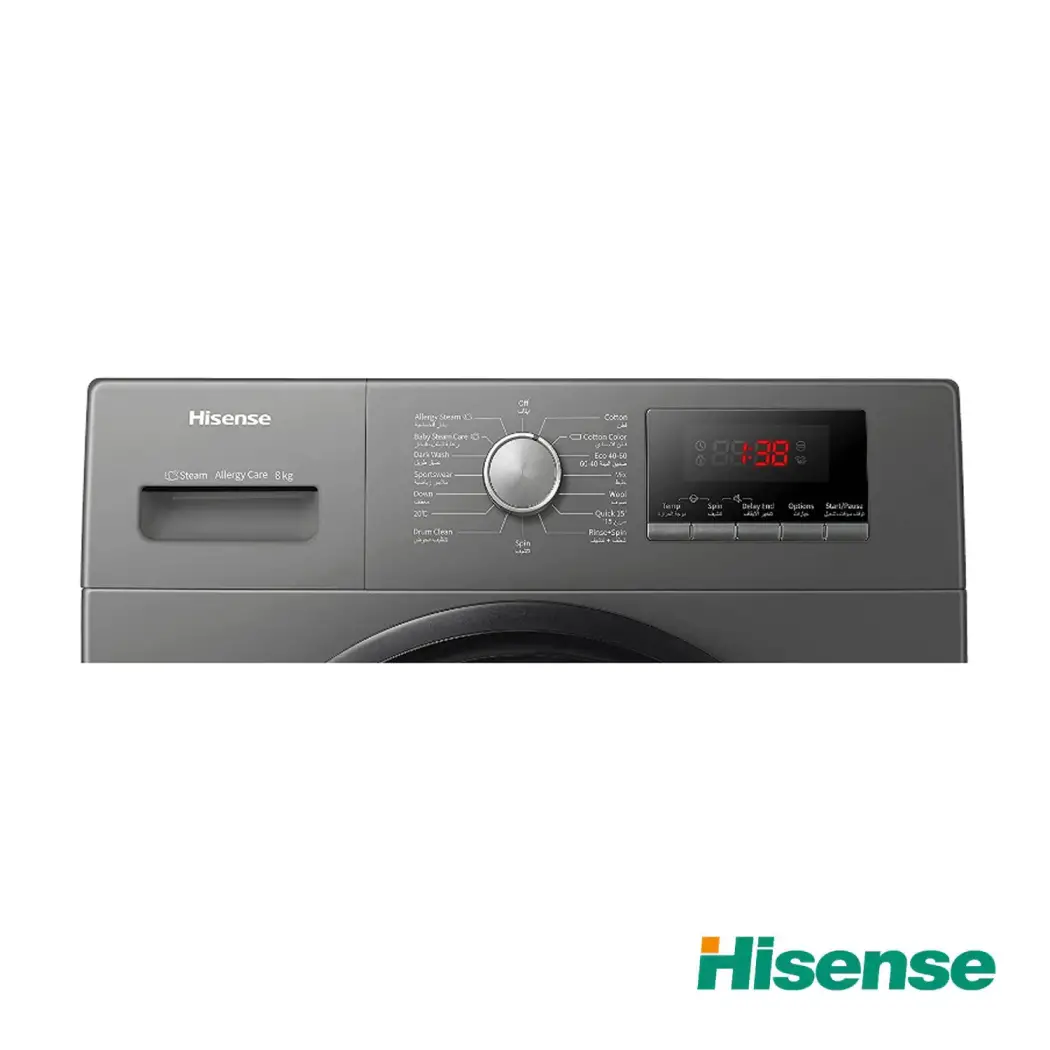 ماشین لباسشویی هایسنس 8 کیلوگرم خاکستری درب از جلو WFPV8012EMT