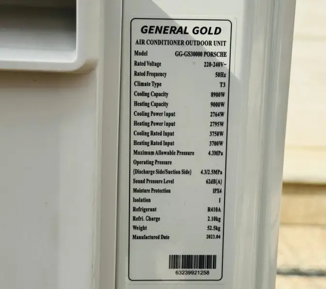 کولر گازی جنرال گلد 30000 پورشه سرمایشی و گرمایشی T3 اینورتر دار GG-GS30000 PORSCHE
