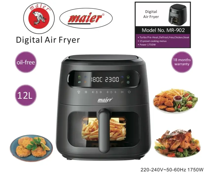 سرخ کن 12 لیتری مایر MR-902 رنگ سفید و مشکی
