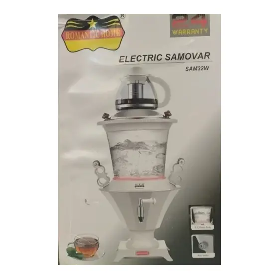 سماور برقی شیشه ای رومانتیک هوم SAM32W سفید