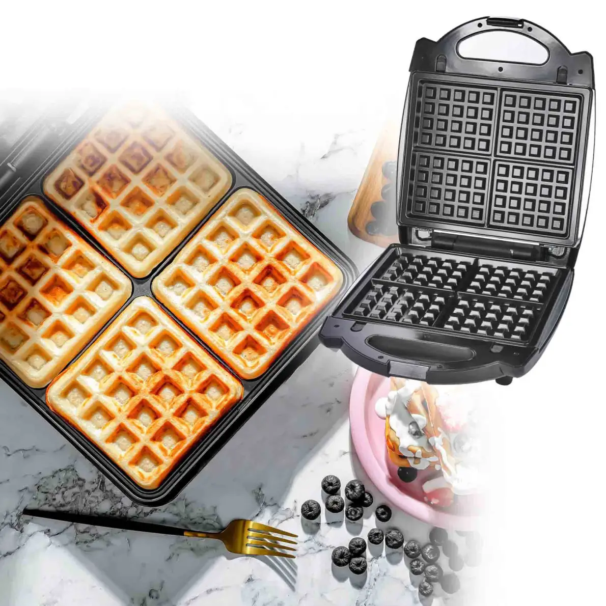 ساندویچ ساز 1400 وات 3 کاره رومانتیک هوم HS710 رنگ سفید و مشکی